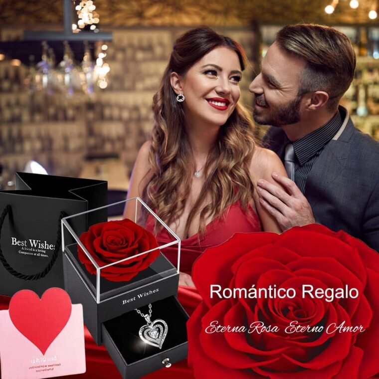 Rosa Roja Real Preservada,Eterna Hecha a Mano Rosa,Flores Románticos Caja Regalo para Ella Día la Madre San Valentín Navidad Matrimonio Mujeres Novias Compromiso Esposa Abuela Aniversario Cumpleaños - Imagen 2