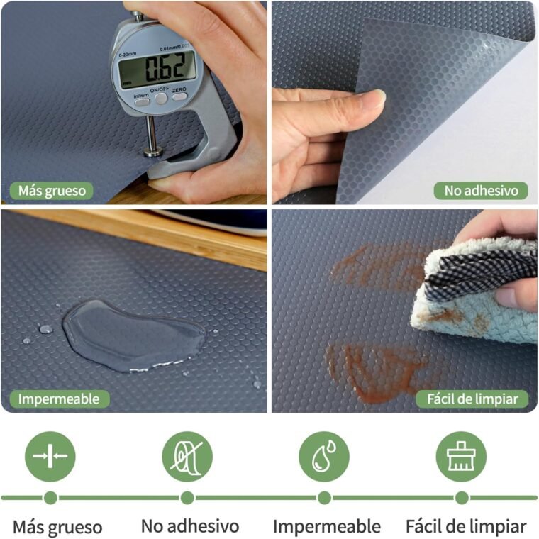 wohomuke Alfombrilla para cajón 50x600cm Protector cajones Cocina EVA Plastico Protector para Muebles (50cmx6m,Gris Oscuro) - Imagen 2