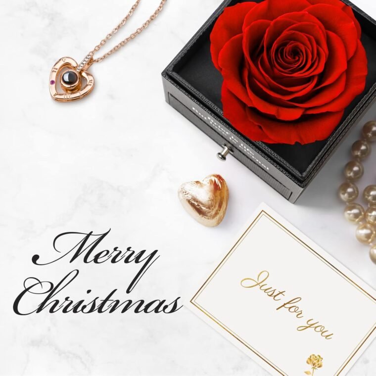 ADAZ Rosa Eterna con Collar, Flores Preservadas Hecha a Mano, Regalos Originales para Mujer, Día de la Madre, Regalo Navidad, Regalo San Valentin Mujer Novia Mamá - Imagen 7