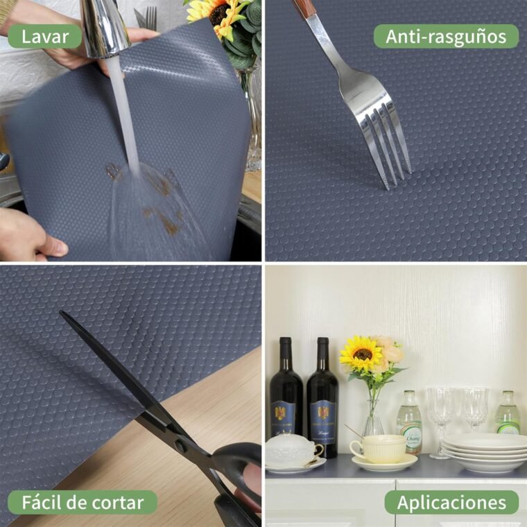 wohomuke Alfombrilla para cajón 50x600cm Protector cajones Cocina EVA Plastico Protector para Muebles (50cmx6m,Gris Oscuro) - Imagen 3