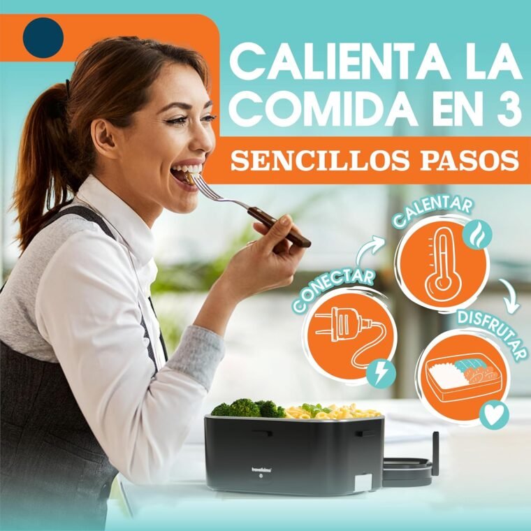 TRAVELISIMO Fiambrera Electrica Comida Trabajo 80W Taper Electrico para Comida 1,8L Fiambrera Termica 3 en 1 12V/24V/220V Fiambreras Comida Trabajo Coche y Camión, Acero Inox, Tartera Comida Trabajo - Imagen 4