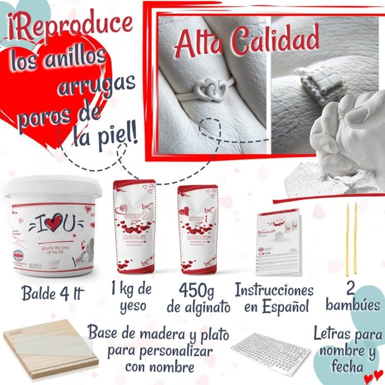 Lalfof Kit Manualidades Adultos |Molde Manos escayola| Regalo Pareja,Regalos Originales para Mujer Joven,Regalo Reyes Mujer,Regalos San Valentin,Regalos Originales para Parejas,Regalo Amigo Invisible - Imagen 6