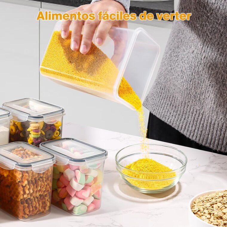 YASHE 16 Piezas Recipientes Herméticos para Alimentos, Botes Cocina, Plástico Sin BPA, con Tapas, para Almacenar Cereales, Pasta, Harina y Azúca - Imagen 7