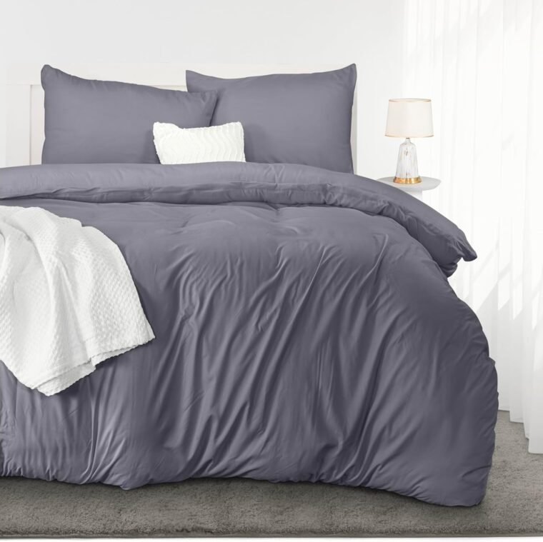 Utopia Bedding Funda Nordica 220 x 240 - Microfibra Juego de Funda Edredon 220x240 cm y 2 Fundas de Almohada 65x65 cm (Gris) - Imagen 3