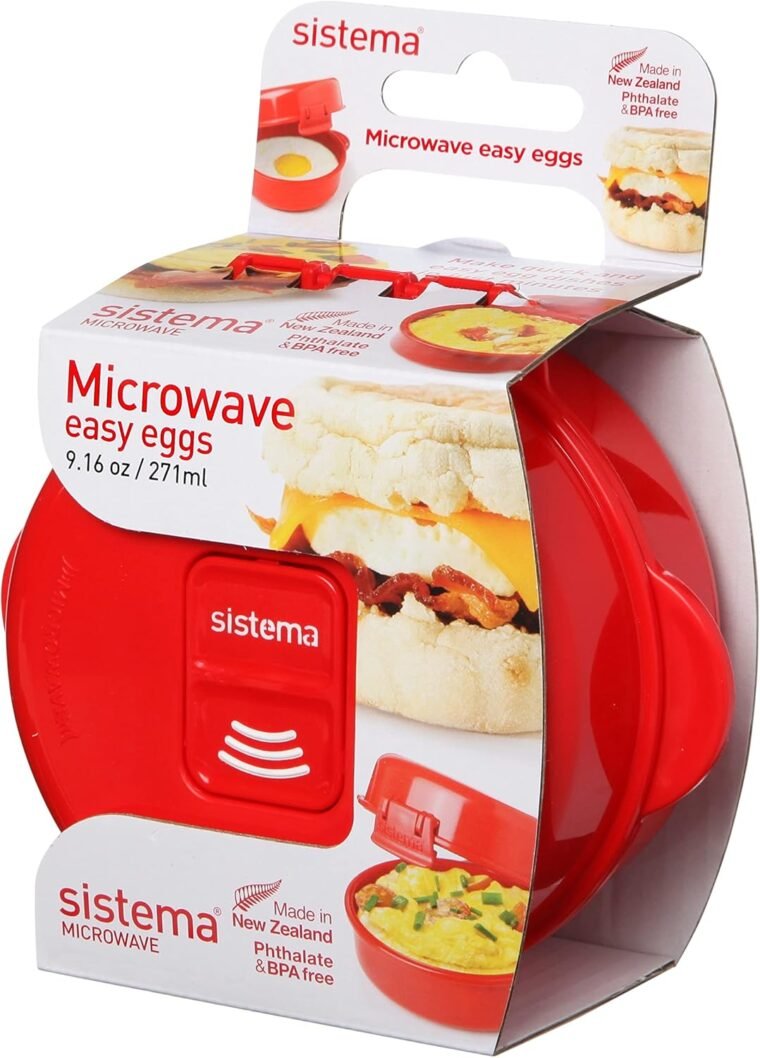 Sistema utensilio para cocinar huevos para microondas | Recipiente para alimentos apto para microondas | 271 ml | Sin BPA | Rojo