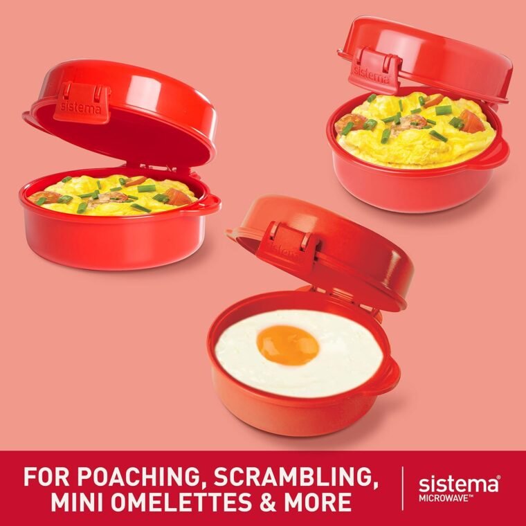 Sistema utensilio para cocinar huevos para microondas | Recipiente para alimentos apto para microondas | 271 ml | Sin BPA | Rojo - Imagen 2