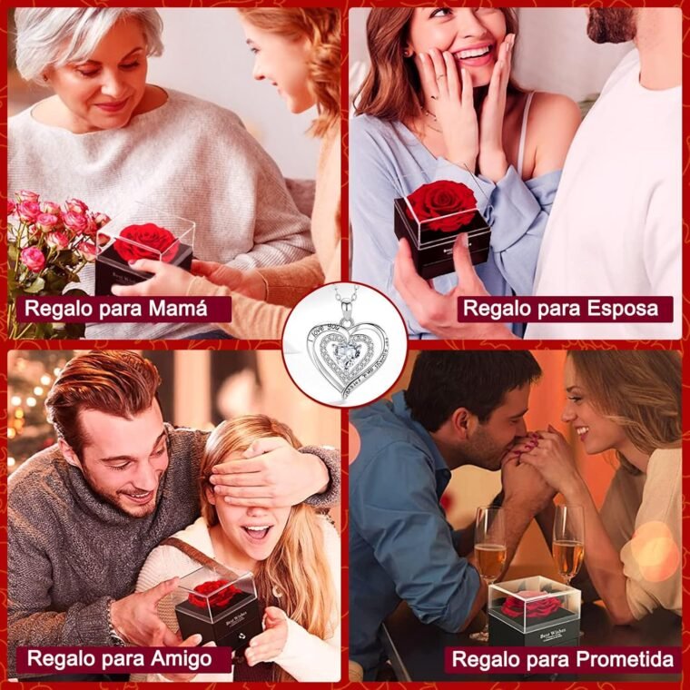 Rosa Roja Real Preservada,Eterna Hecha a Mano Rosa,Flores Románticos Caja Regalo para Ella Día la Madre San Valentín Navidad Matrimonio Mujeres Novias Compromiso Esposa Abuela Aniversario Cumpleaños - Imagen 7