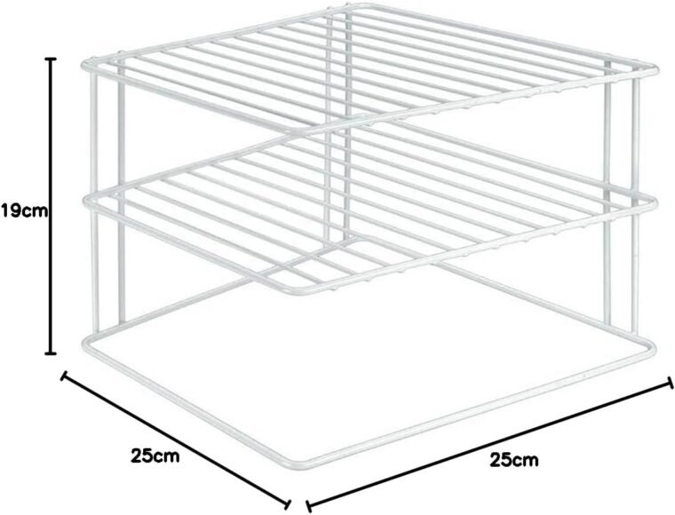 Metaltex 364202095 Armario esquinero Silos, 2 niveles, 25 x 25 x 19 cm, blanco, 3 alturas - Imagen 5