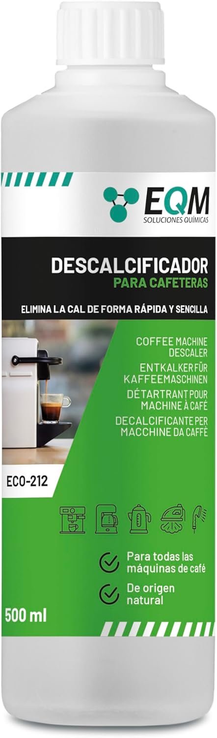 EQM - ECO- 212 - Descalcificador para Cafeteras - 500 ML - 100% Origen Natural - Compatible con todas las máquinas de café - Elimina la cal incrustada en cafeteras y aparatos del hogar