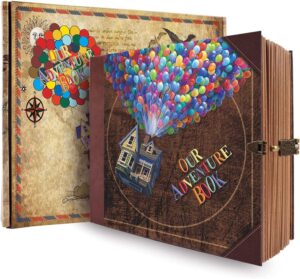 Our Adventure Book Album Scrapbooking 146 Pages,With Locks Vintage Photo Album For Paste And Writing,3D Embossed Cover Design,Gifts For Couples/Gifts Anniversary Couple