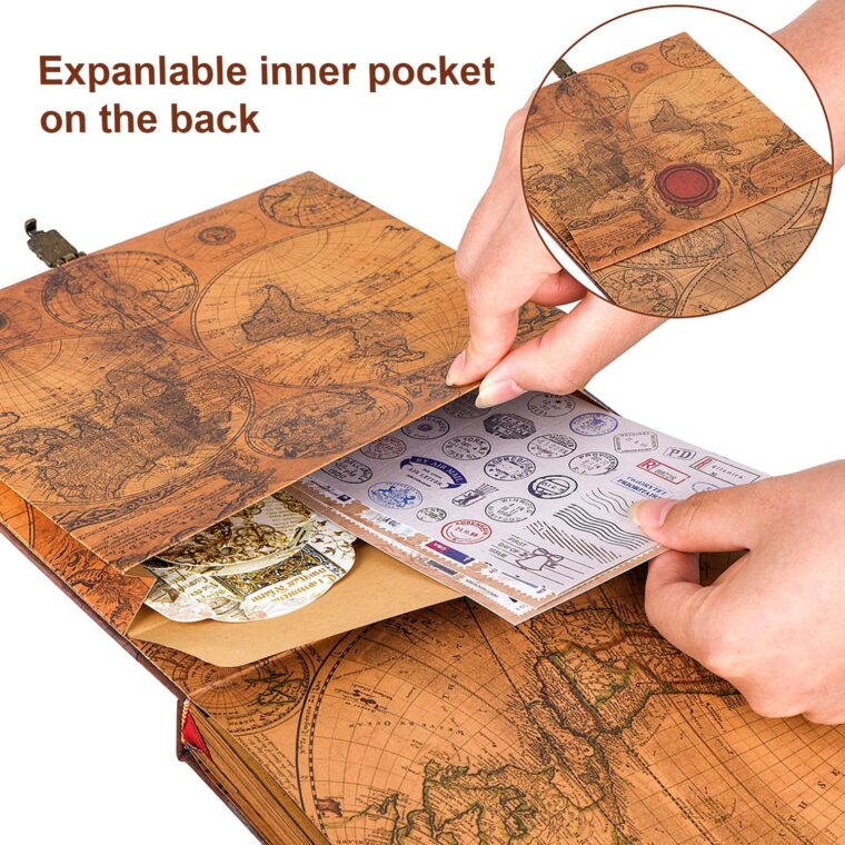 Our Adventure Book Album Scrapbooking 146 Pages,With Locks Vintage Photo Album For Paste And Writing,3D Embossed Cover Design,Gifts For Couples/Gifts Anniversary Couple - Imagen 5